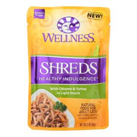 Wellness Pet Products Cat Food - Shreds Chicken And Turkey - Case Of 24 - 3 Oz.