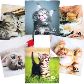 Microfiber Cleaning Cloth for Glasses Lens Cleaning Cloth Microfiber Cloth for Phone Screens 6 pcs Cats Pattern