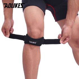 Aolikes 1pc Adjustable Knee Strap; Patellar Tendon Pressurized Protector; Support Slider Pad Guard For Badminton Running (Color: black)