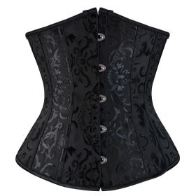 SEXY Gothic Underbust Corset and Waist cincher Bustiers Top Workout Shape Body Belt Plus size Lingerie S-6XL (Color: 9427black, size: XXL)