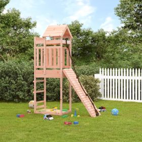 Playhouse with Climbing Wall Solid Wood Douglas (Color: Brown)