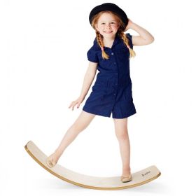 Kids Fitness Toy 12 Inch C Shape Wooden Wobble Balance Board (Weight capacity: 660 lbs, Color: Natural)